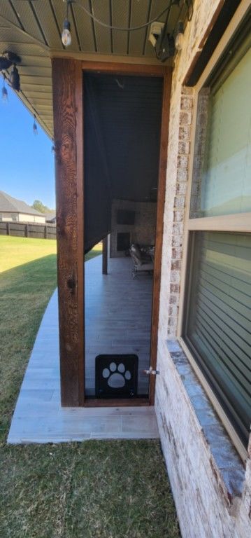 Fix screen with doggie door installed outdoor patio Fix screen with doggie door installed outdoor patio