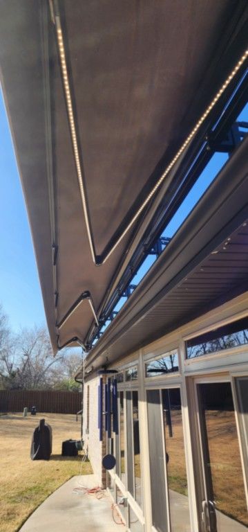 Top of the line awning tilt function LED lights hard shell covering Top of the line awning tilt function LED lights hard shell covering