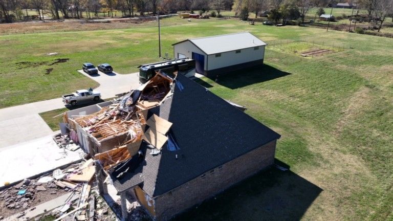 Motorized retractable screen survive Little Flock tornado Motorized retractable screen survive Little Flock tornado